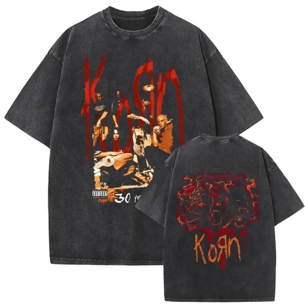 Design Korn 30th Anniversary Graphic T-Shirt Black T-Shirts - 1