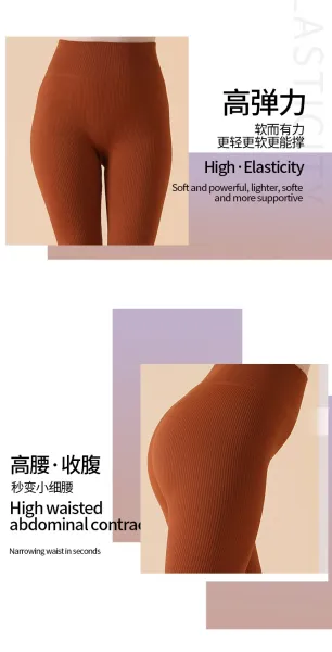 Design Ribbed High-Waist Leggings in Terracotta Leggings - 4