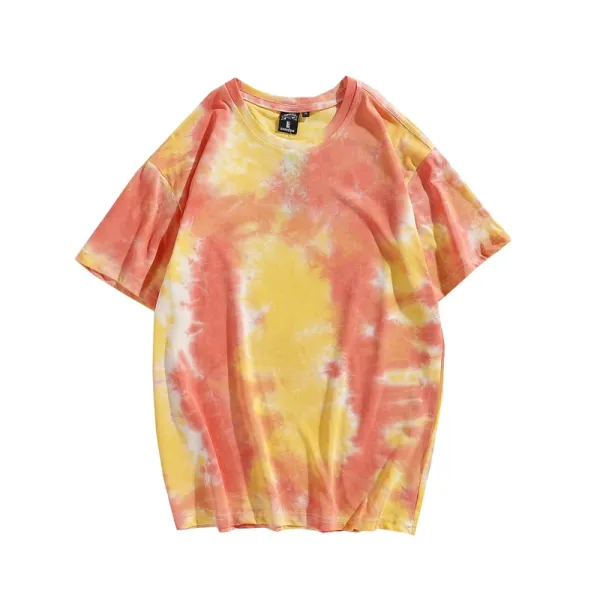 Design Tie-Dye Sunset Orange Yellow T-Shirt - 1