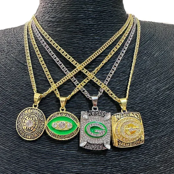 Design Green Bay Packers World Champions Pendant Necklace Silver Jewelry - 2