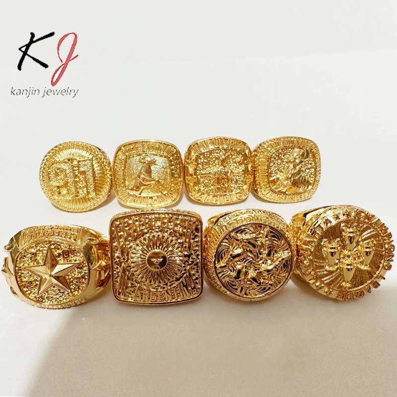 Design Kanjin Jewelry Custom Football Championship Ring Gold Jewelry - 12
