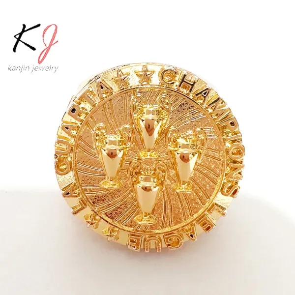 Design Kanjin Jewelry Custom Football Championship Ring Gold Jewelry - 8