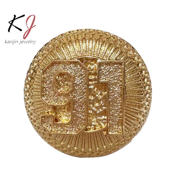 Design Kanjin Jewelry Custom Football Championship Ring Gold Jewelry - 5