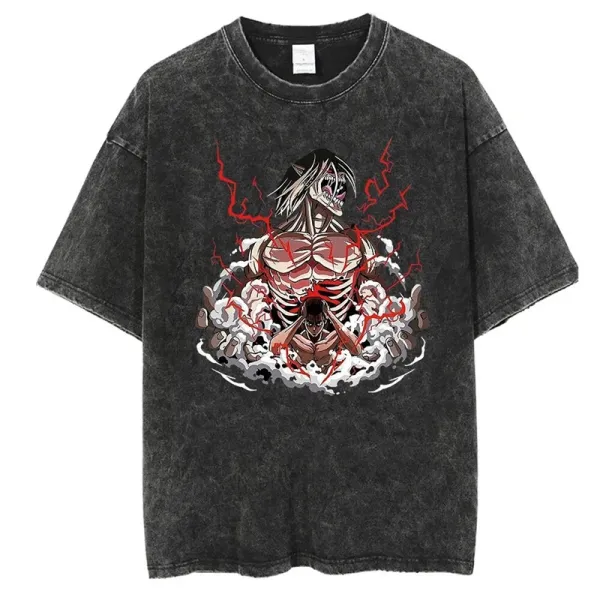 Design Attack on Titan Colossal Titan Graphic Washed Black T-Shirt - 1
