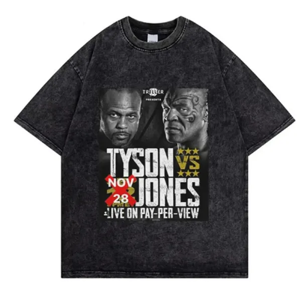 Design Tyson vs Jones Boxing Event Graphic T-Shirt Black - 1