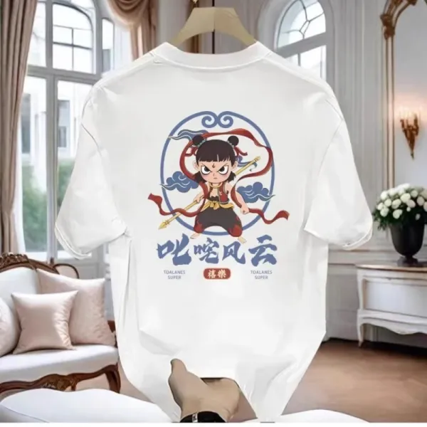 Design Nezha Graphic Print White T-Shirt - 25