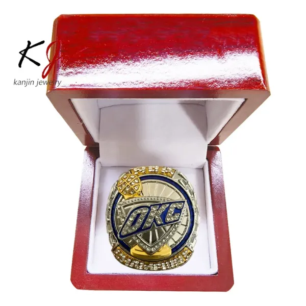 Design Kanjin Jewelry OKC Championship Ring Style Pendant and Band Set Silver Blue Gold Jewelry - 4