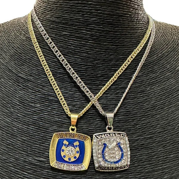 Design Indianapolis Colts World Champions Pendant Necklace Silver Blue Jewelry - 3