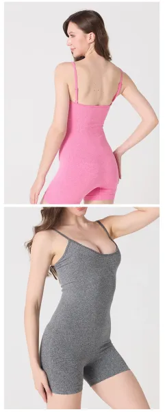 Design Ribbed Bodysuit Pink Activewear - 15