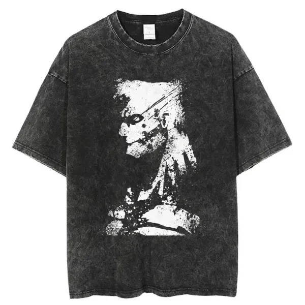Design Acid Wash Graphic T-Shirt Black - 1