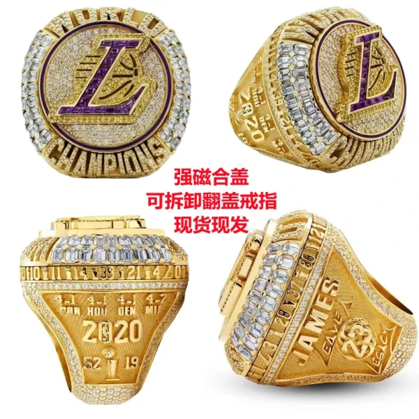 Los Angeles Lakers 2020 NBA Championship Ring Gold Purple Diamond Jewelry - 1