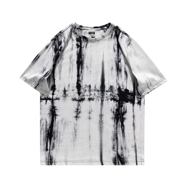 Design Abstract Ink Wash T-Shirt White / Black - 1
