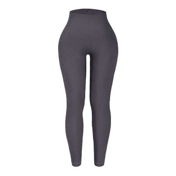 Design Ribbed High-Waisted Leggings Gray - 1