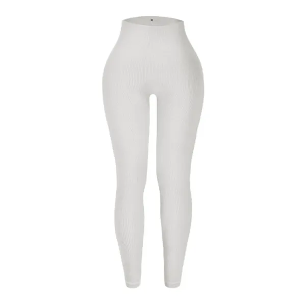 Design Ribbed High-Waisted Leggings White - 1