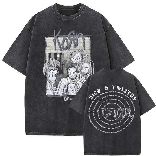 Design Korn Sick & Twisted Tour 2009 Graphic T-Shirt Black T-Shirts - 1