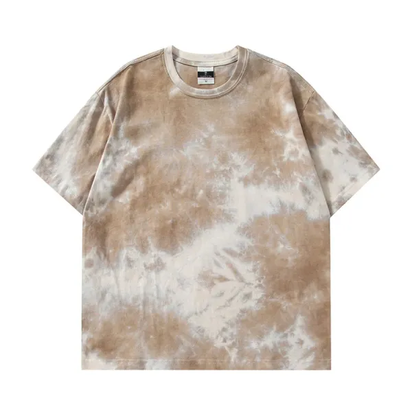 Design Tie-Dye Oversized T-Shirt Beige and White T-Shirt - 1