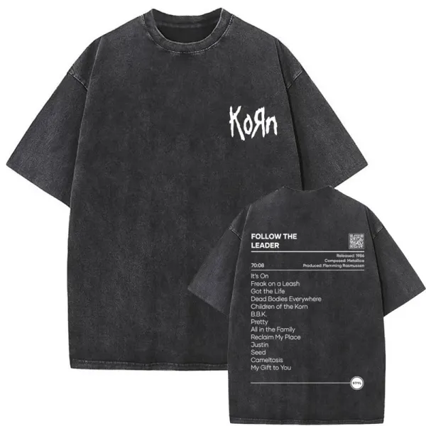 Design Korn Follow The Leader Album Art T-Shirt Black T-Shirts - 1