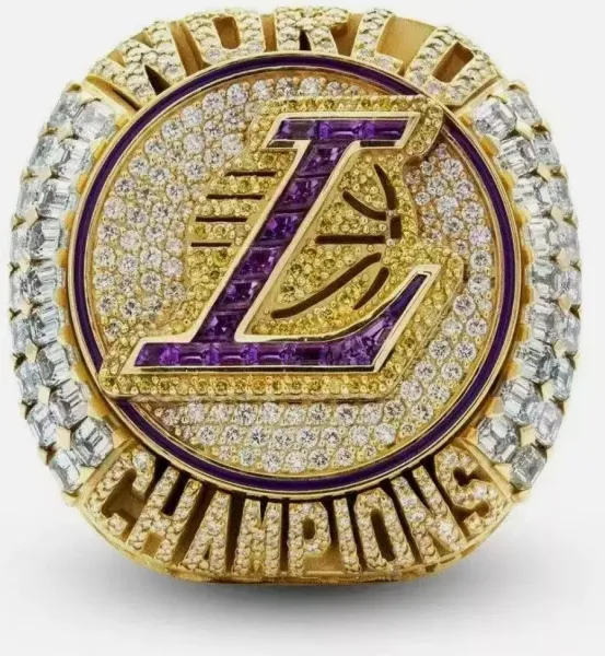 Los Angeles Lakers 2020 NBA Championship Ring Gold Purple Diamond Jewelry - 3