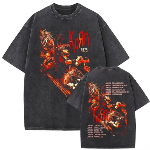 Design Korn 2025 Tour Graphic T-Shirt Black T-Shirts - 1