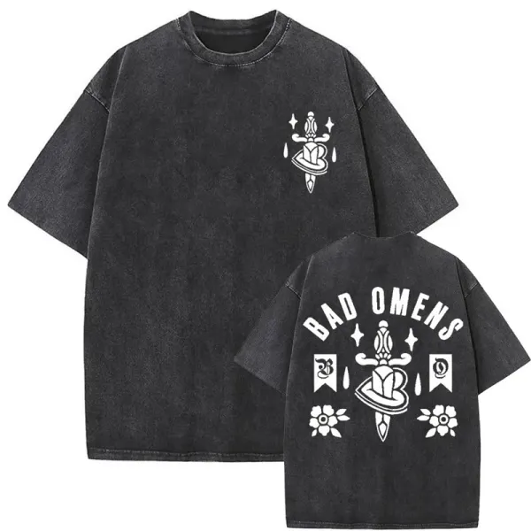 Design Bad Omens Band Logo Washed Black T-Shirt T-Shirts - 1