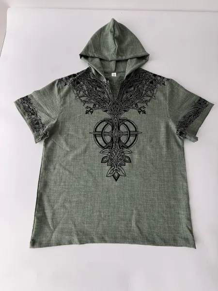 Design Tree of Life Hooded Tee Army Green Hoodie - 12