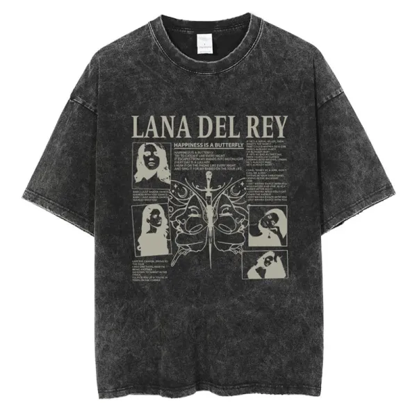 Design Lana Del Rey Happiness Is A Butterfly Acid Wash T-Shirt T-Shirts - 1