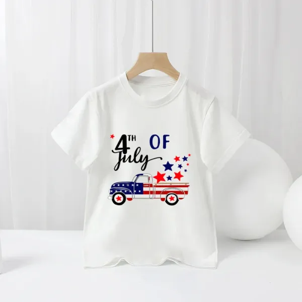 Design 4th of July Patriotic Truck Graphic T-Shirt White - 1