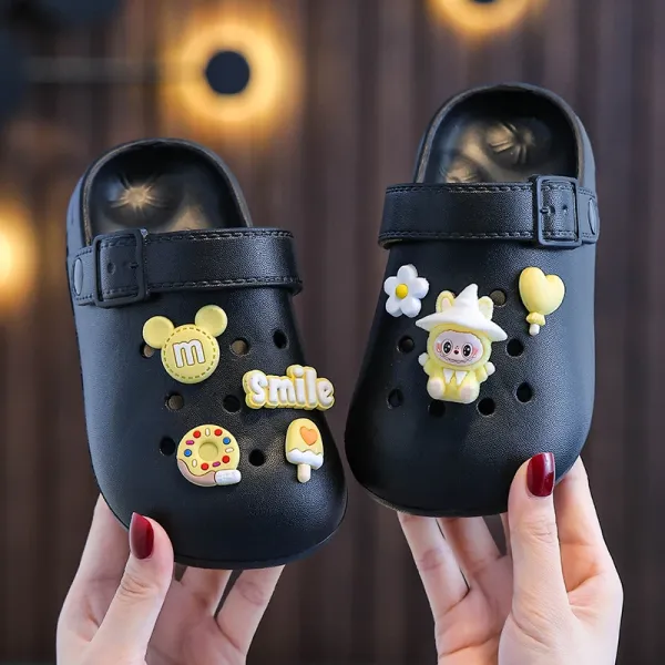Crocs Classic Clog Black with Custom Jibbitz Charms Kids Sandals - 1