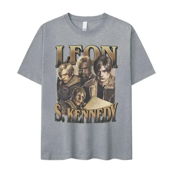 Design Leon S. Kennedy Graphic Print White T-Shirt - 4