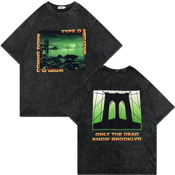 Design Brooklyn Bridge Graphic Acid Wash T-Shirt - 1
