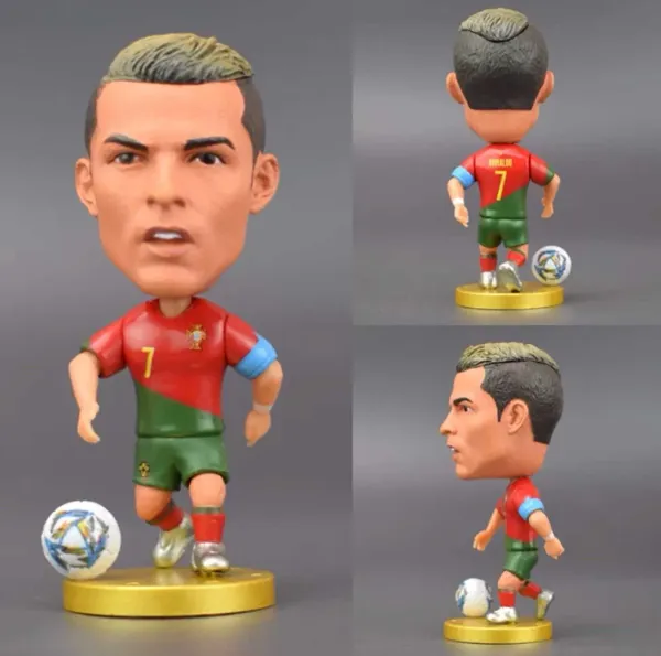 Portugal National Team Cristiano Ronaldo Bobblehead Figure Red Green Gold Accessories - 1