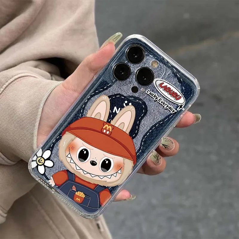 Design LAEUEU Denim Print Cartoon Bunny Phone Case - 5