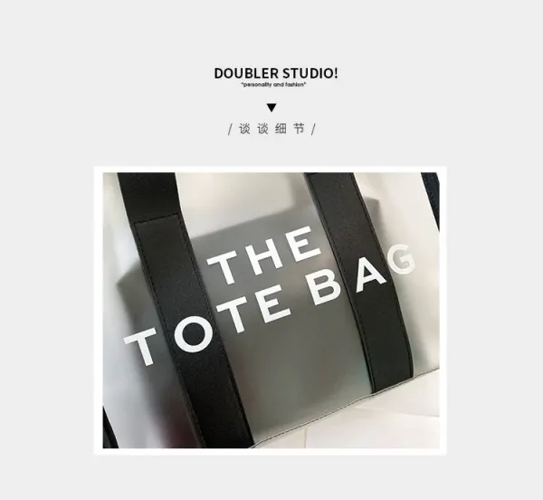 Design Transparent Tote Bag with Black Straps and 'THE TOTE BAG' Print Tote Bag - 5