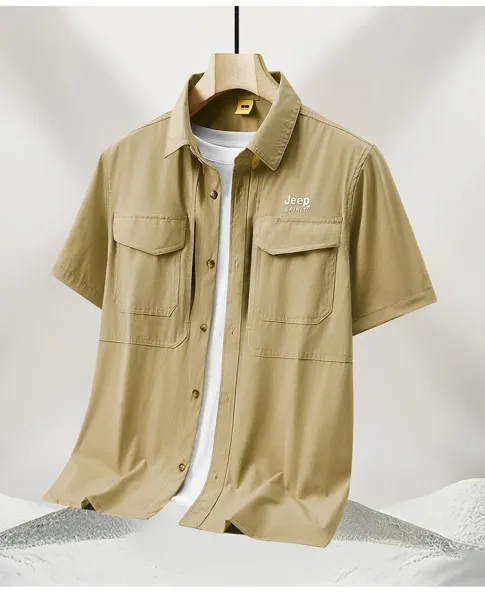 Design Jeep Spirit Short-Sleeve Utility Shirt Army Green Shirt - 15