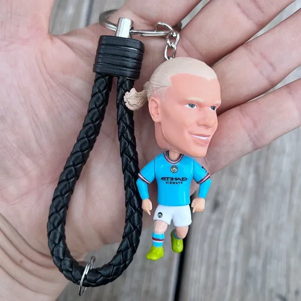Manchester City FC Erling Haaland Figurine Keychain Blue Accessories - 1