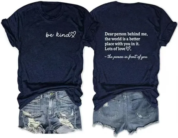 Design Be Kind Sentimental Message T-Shirt Navy - 1
