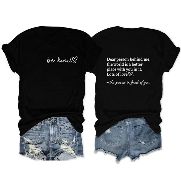 Design Be Kind Message T-Shirt Set Black - 1