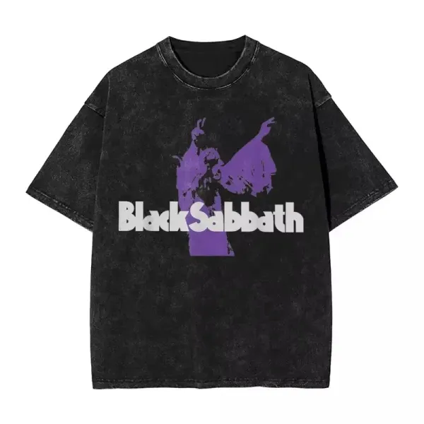 Design Black Sabbath Graphic Distressed Black T-Shirt T-Shirts - 1