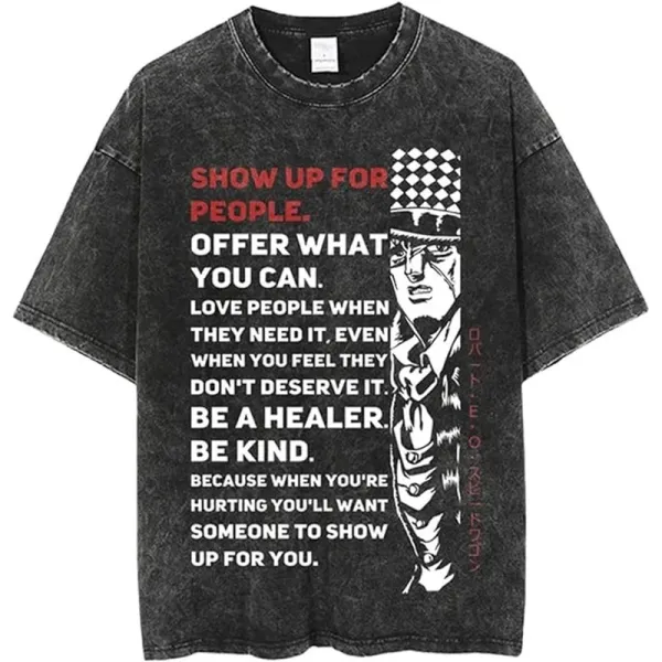 Design JoJo's Bizarre Adventure Jotaro Kujo Motivational Graphic T-Shirt Black T-Shirts - 1