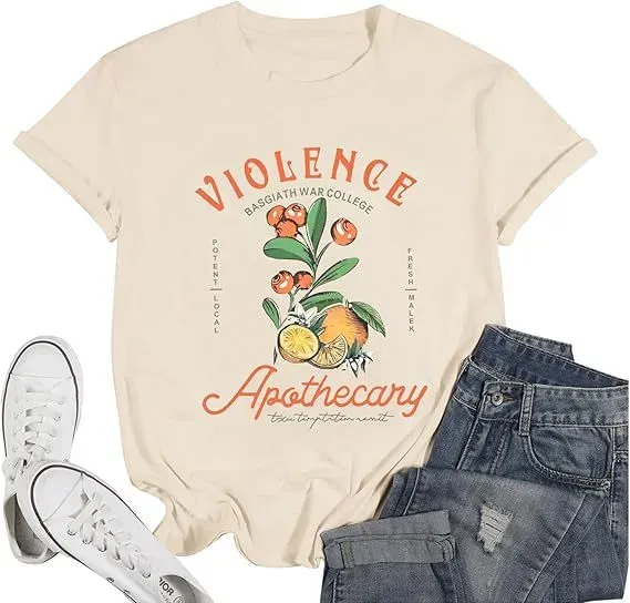 Design Violence Apothecary Graphic Print Beige T-Shirt T-Shirts - 1