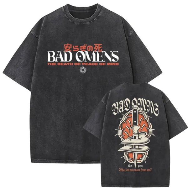 Design Bad Omens The Death of Peace of Mind Graphic T-Shirt Black T-Shirts - 1