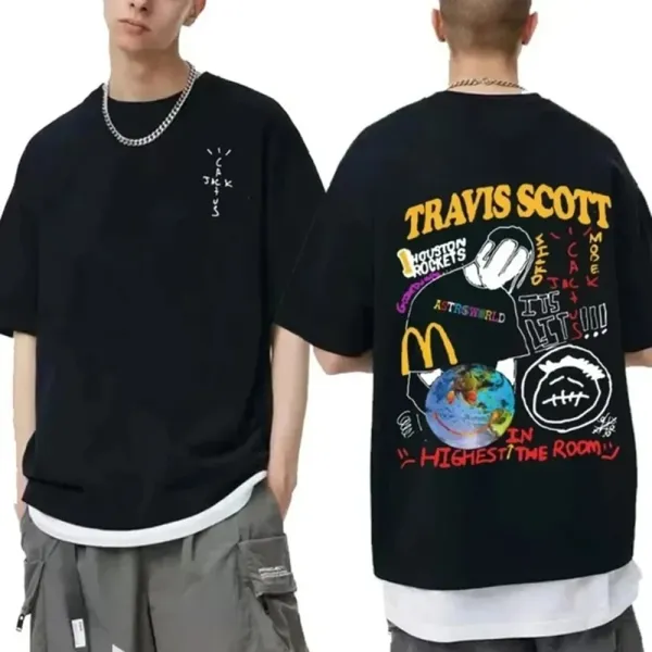 Travis Scott Cactus Jack Graphic Oversized T-Shirt Black - 1