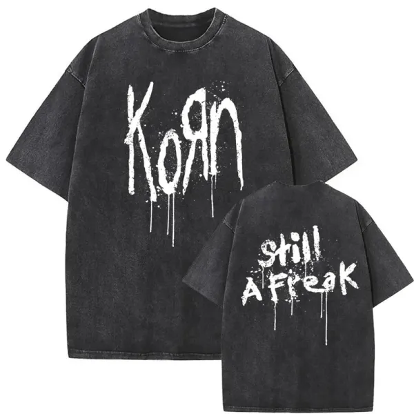 Design Korn Still A Freak Distressed Black T-Shirt T-Shirts - 1