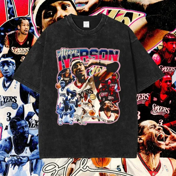 NBA x Mitchell & Ness Allen Iverson Philadelphia 76ers Collage Graphic T-Shirt Black - 1