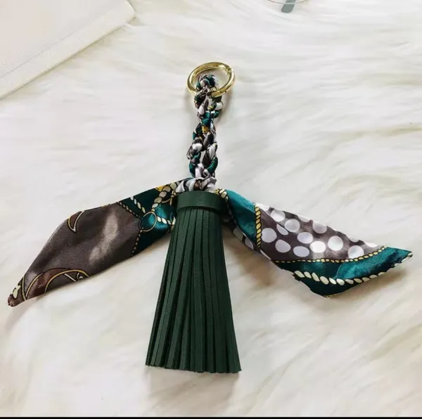 Design Silk Scarf Tassel Keychain Multicolor Accessories - 1