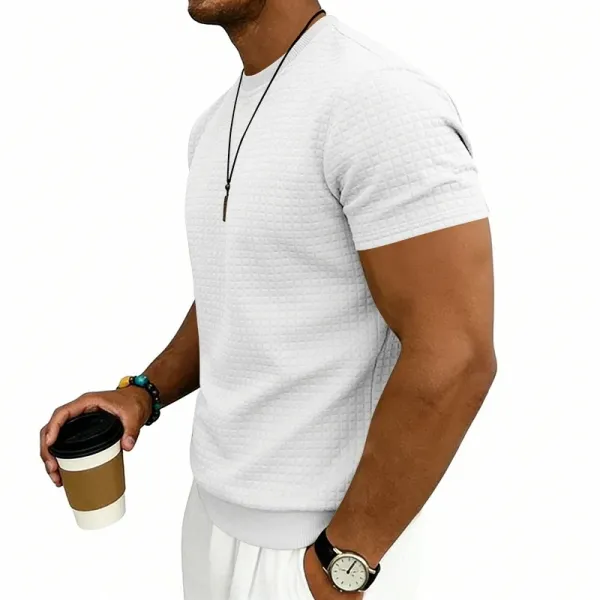 Design Textured Knit Navy T-Shirt - 22