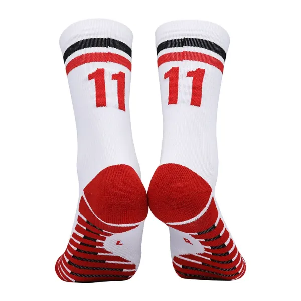 Design Custom Number 11 Sports Socks White Red Black - 1