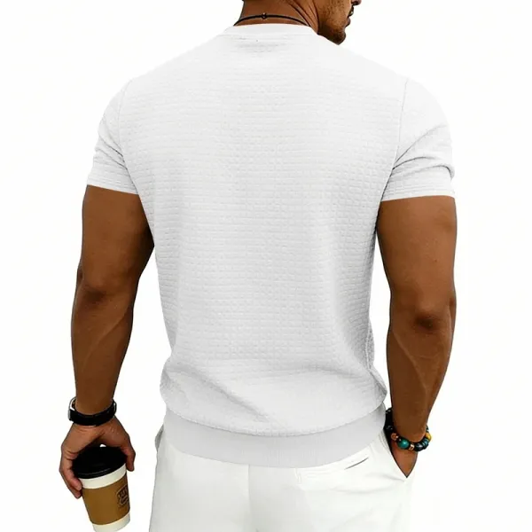 Design Textured Knit Navy T-Shirt - 25
