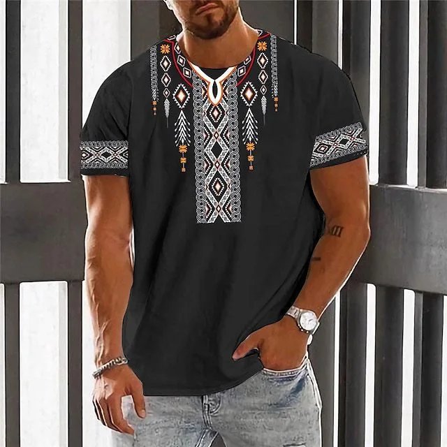 Design Floral Embroidery Print White T-Shirt with Navy Trim - 11