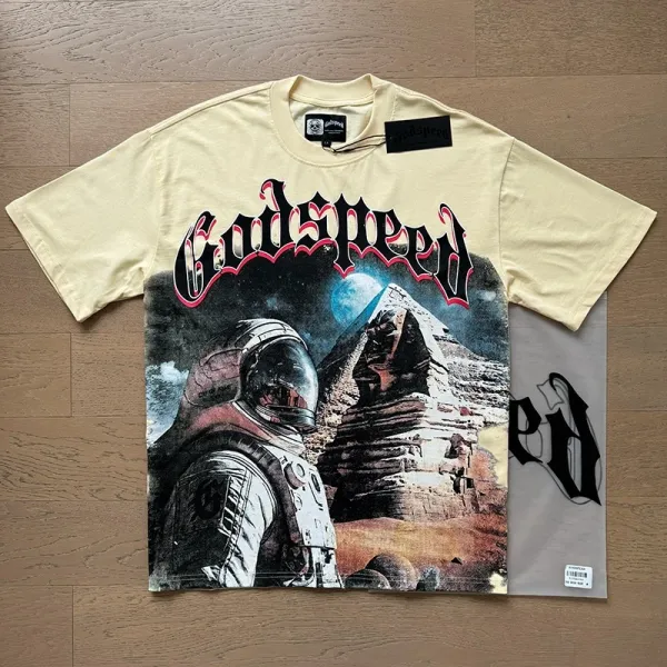 Godspeed Statue of Liberty Sunset Graphic T-Shirt White - 3